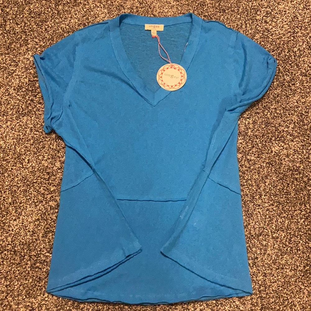 Blue v neck babydoll top